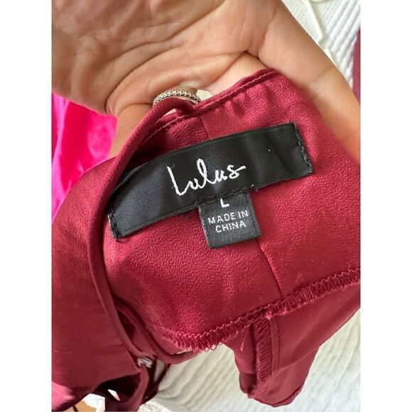 Lulus L burgundy spaghetti strappy drape crop top - Picture 3 of 3